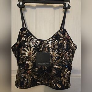 Marc New York Black and Gold Sequin Women's Top